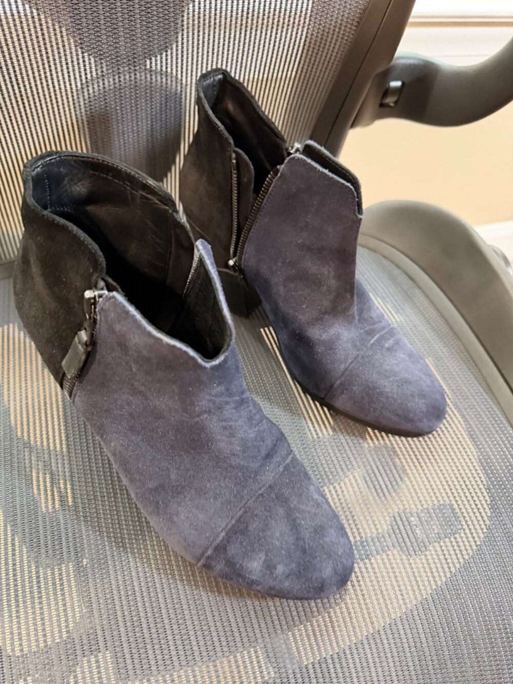 rag & bone Blue Black Suede Side Zip Ankle Boots EU 38